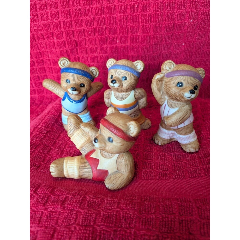 Exercise Bears ~ set of 4 ~ Retired ~ #1448 ~ Homco ~ vintage